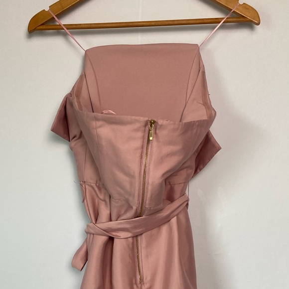 NWT KEEPSAKE The Label Pink Rose Strapless Pleated Tea Length Dress with Bodice - Picture 9 of 14